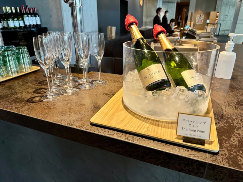 ホテル アマネク別府ゆらりの朝食のスパークリングワイン