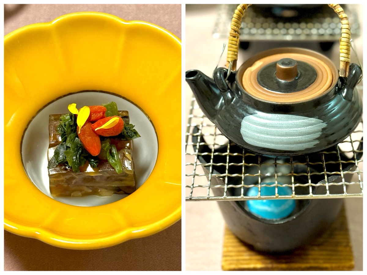 （左）河豚煮凝り （右）河豚土瓶蒸し