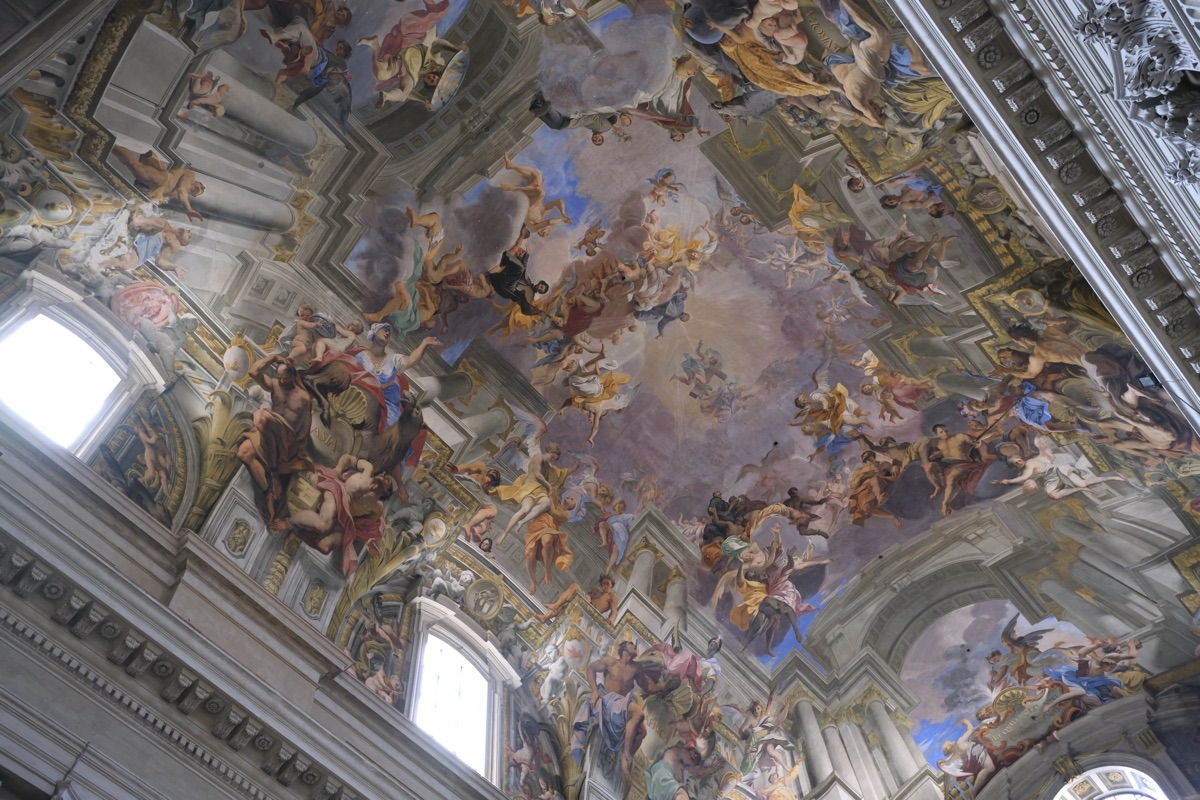 サンティニャツィオ・ディ・ロヨラ教会の屋内に施さられたトロン・プルイユ（騙し絵）
聖イグナティウス・ロヨラの栄光（Gloria di Sant’Ignazio）