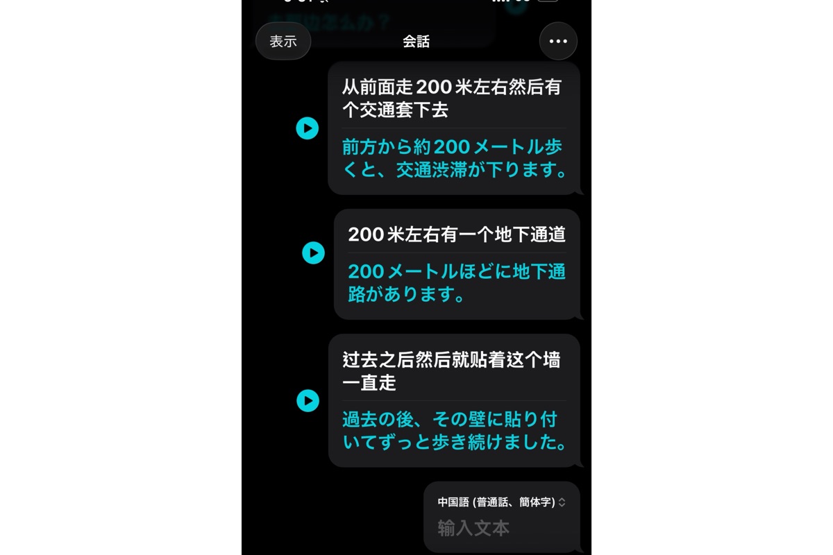 天安門広場の前の警備員と翻訳アプリを介して話をした様子