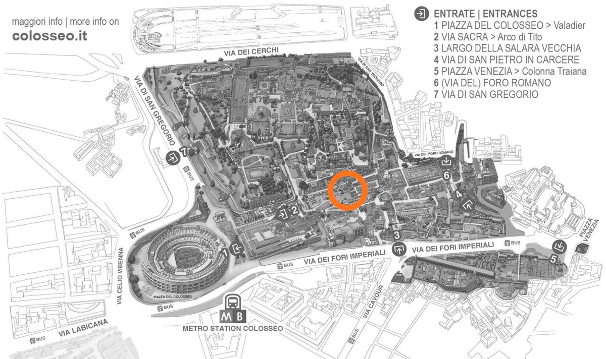 カストルとポルックス神殿の位置